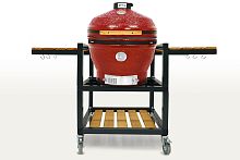 Керамический гриль-барбекю красный 24 дюйма / 61 см CFG CHEF в комплекте с модулем для гриля со столиками фото